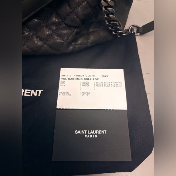 YSL Leather Bag Monogram College Flap Quilted w/ Chain - Picture 3 of 16